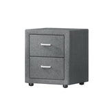 Artiss Bedside Table 2 Drawers Fabric - CADEN Grey BFRAME-E-BSIDE-GY