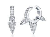 S925 Silver Moissanite Ear Cuff with GRA Certificate Edgy Three-Prong Stud Design, Icy Sparkle V1341-ZY-QR3LS3CJ-MOISSANITE-PREMIUMS925