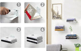 Invisible Floating Bookshelf - Modern White Wall Mount Metal Shelves for Room, Bedroom Bookcase, V1259-DP01-A-3157
