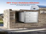 18x23 Outdoor Kitchen Stainless Steel Triple Access BBQ Drawers with Chrome Handle, 18 x23 x 23 V952-18X23YC3CBXGCTG01V0