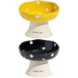 Yellow and Black Elevated 15&deg Tilted Ceramic Cat Bowl - Anti-Chin Acne Glaze Finish, Non-Slip V888-ELOSUNG49138
