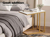 Artiss C Shaped End Table Set of 2 Coffee Table Side Table White & Gold FURNI-G-IND-COF-MB-WHX2