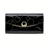 Women'S Genuine Leather Wallet Long Wallet Clutch Large Capacity Wallet - Black - Size m V1347-939-82458-BLK-M