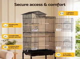 i.Pet 158cm Bird Cage Aviary Parrot Budgie Stand Wheels Black PET-BIRDCAGE-H158-BK