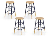Artiss 4x Bar Stools Metal Gold Navy BA-U-5005-NAGDX4
