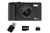 4K Digital Camera Flip Screen Autofocus for Vlogging and Photography Beginners - Black V1263-JX-6749-1