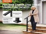 Outdoor Handrails for Steps, 2-3 Step Stair Rail Kit, Black Square Tube with Horizontal Bar, Carbon V952-FGDHGZLSLZFSL90M7V0