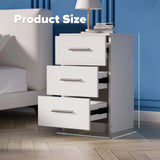 Black White Black Bedside Table with 3 Drawers, Modern Design, 38x35x66cm Storage Cabinet V178-59292