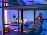 Gaming Loft Bed with Desk and Storage Cabinet, Steel Metal Frame, Space Saving Design, for Single V219-BEDSBBKSL6GA