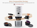 4-in-1 Portable Espresso Coffee Maker Work with NES/DG Capsule and Ground Coffee Cordless 17Bar V1294-YM0901-H49315W