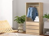 Artiss Wardrobe Clothes Closet Storage Organizer Pine FURNI-L-WR01-3D-WD-AB