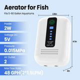 Aquarium Oxygen Pump Black USB Rechargeable Air Pump for Fish Tanks and Bait Buckets with 2 Outlets V178-59153