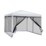 Instahut Gazebo Pop Up Marquee 3x3m Wedding Party Outdoor Camping Tent Canopy Shade Mesh Wall White GAZEBO-POP-M-FG-3X3-WH