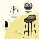 Gardeon 2x Outdoor Bar Stools Plastic Black ODF-BA-CHAIR-PP-2X