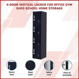 4-Door Vertical Locker for Office Gym Shed School Home Storage V63-832561