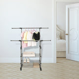 Heavy Duty Commercial Garment Rack Double Bar Rolling Collapsible Clothing Shelf V63-841681