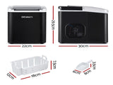 Devanti Ice Maker Machine Portable 12kg Countertop w/Self Cleaning 1.2L Black IM-ZB-OL-15A-BK