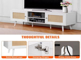 Rattan TV Stand for 65 inch TV, Boho TV Stand with Rattan Door, Entertainment Center with Build-in V952-TBDSJ55YCBSL3PJVTV3
