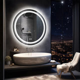 P&P Silver Mirror With White Frame Round LED Bathroom Mirror V767-XMR-Y28-628-AU-V1