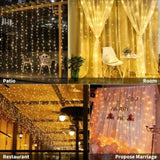 USB Powered 300 LED Curtain String Light with 8 Modes and Remote Control for Bedroom Party Wedding V178-14667