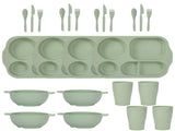 Green Durable Eco-Friendly Wheat Straw Dinnerware Set - 24 Pieces with Plates, Bowls, Cups & Cutlery V888-ELOSUNG28118