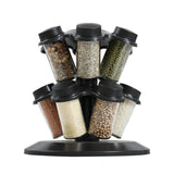 MushroomShape 12in1 Rotating Glass Spice Jar Set, Kitchen Countertop Seasoning Condiment Storage V1221-XM-LB5184-ZS160