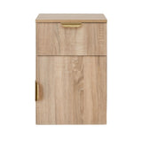 PORTO BEDSIDE TABLE - NATURAL OAK - SLIM - PULL BRASS V164-ECS13STB03G