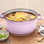 SOGA 2X 26cm Pink Cast Iron Ceramic Stewpot Casserole Stew Cooking Pot With Lid STEWPOT3026X2