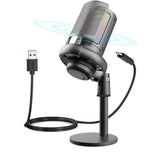 USB Condenser Microphone Gaming Mic with RGB Light for PC Gaming Live Recording Streaming Black V1263-JX-7090