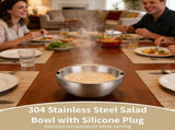 304 Stainless Steel Salad Bowl with Silicone Plug, 7.9" x 3.5" Insulated Dip Bowl for Hot or Cold V1369-AZ3-W-08795