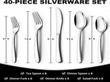 40-Piece Silverware Set with Organizer, Heavy Duty Stainless Steel Flatware Set for 8, Food-Grade V1258-DP02-C-47