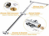 Chrome 10" Round Rain Handheld Twin Shower Head Arm Sliding Rail Arm Double Taps V1233-HR002M4CSC842KSR110CPF0282A