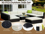 Gardeon 10-Piece Outdoor Sofa Set Wicker Couch Lounge Setting Cover FF-SOFA-BK-10PC-ABCE