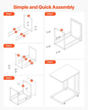 VEVOR C Table, C Shaped Sofa Side Table with Metal Frame Rolling Casters, Portable C Shaped End V952-CZ1JT1CBHB208HKNP001V0