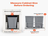 Pull-Out Trash Can, 27 QT x2 Double Under Mount Kitchen Waste Container, Heavy Duty Garbage V952-CFLJTDTHSST5PSCNSV0