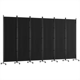 Artiss 6 Panel Room Divider Screen 323cm Wheel Fabric Black RD-D-PLY-323-WHEEL-BK