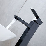 Black High Spout Bathroom Basin Mixer Faucet Single Hole Hot and Cold Water Tap V1188-MS-527-065