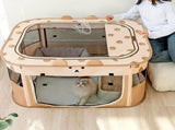 Foldable Pet Playpen with Zippered Top, Portable Cat Whelping Box & Puppy Kennel for Indoor/Outdoor V1341-ZY-86RQFA5V