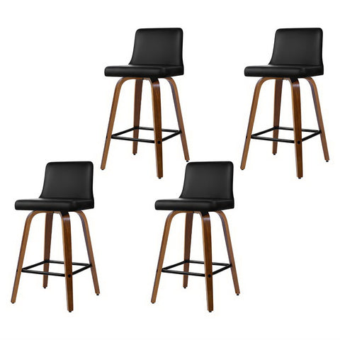 Artiss 4x Bar Stools Swivel Leather Padded Wooden BA-TW-8836-WALX4-AB