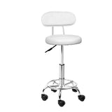 Artiss Salon Stool Swivel Chair Backrest White SALON-B-4128-WH