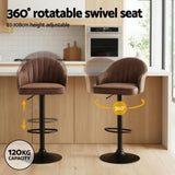 Artiss 4x Bar Stools Kitchen Swivel Gas Lift Counter Chair Shell Leather Brown BA-K-256-BRX4