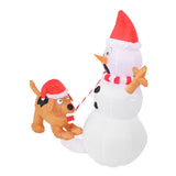 3.6ft Inflatable Snowman with Bite Dog White LED Lights Garden Yard Decorations IP44 Water Resistant V1294-YM0901-3115240075412