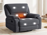 Artiss Rocking Recliner Chair 360 Swivel Massage Heated Reclining Chairs RECLINER-A19-COR-GY