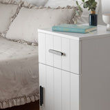 PORTO BEDSIDE TABLE - WHITE - VJ PANEL - OVAL BLACK V164-ECS13WVB05B
