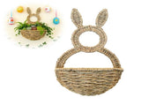 Easter Bunny Wall Hanging, Hand Woven Wicker Hanging Planter, Decorative Storage V1370-AZ4-24826