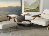 2 Tier Luxury Side End Table Glass Top Saddle Leather Storage Shelf Accent Table V767-CJ-X123