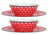 4Pcs Salad Dish Set Red Dots Imitation Porcelain Plate Fruit Food Cake Dish Dinnerware for Kitchen V1294-YM0718-3118210002611