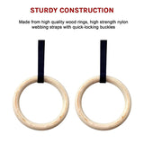 202mm Wooden Gymnastic Rings Olympic Gym Strength Training & Fitness V63-822591