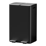 Cefito Pedal Bins Rubbish Bin Dual Compartment Waste Recycle Dustbins 60L Black RB-60L-2C-BK