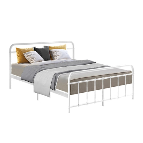 Artiss Bed Frame Metal Frames LEO - Queen MBED-C-LEO-Q-WH